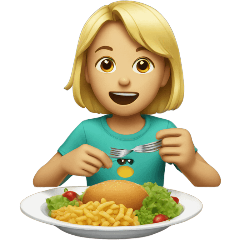 Kids eating food emoji