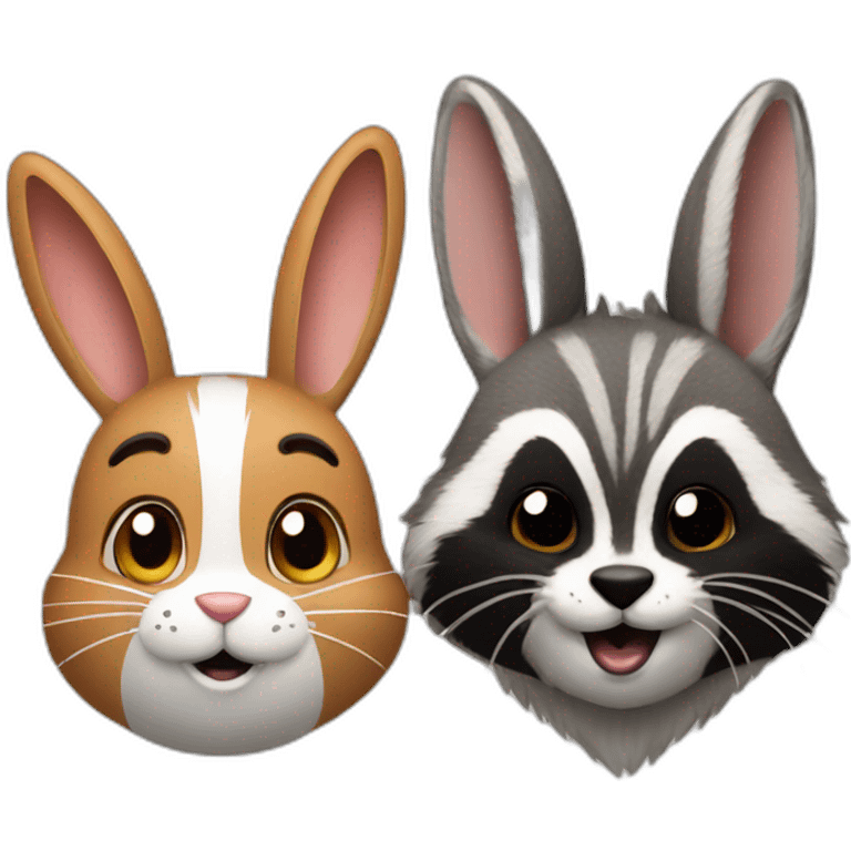 rabbit with racoon playing emoji