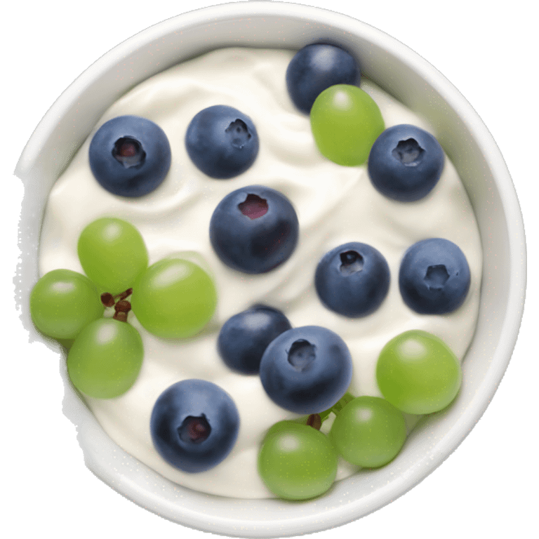 yoghurt bowl with grapes and blueberries emoji