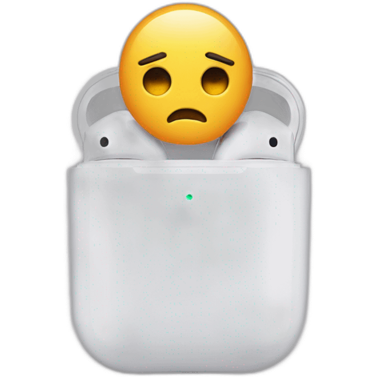 sad face with cross eyes, have airpods on ears emoji