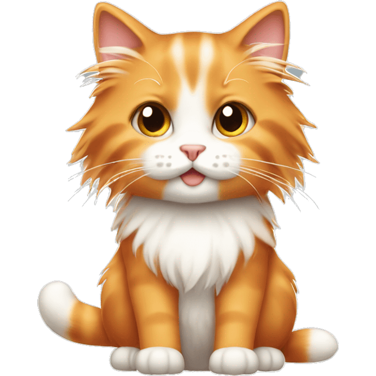 Cute emoji long haired orange and white kitty  emoji