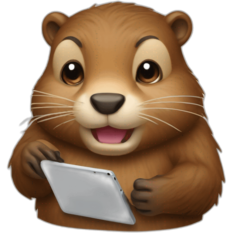 beaver drawing on a tablet emoji