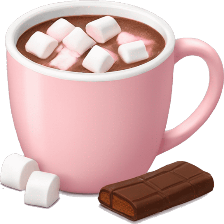 Light Pink mug of hot chocolate with marshmallows  emoji