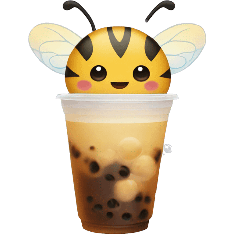 Bee holding bubble tea emoji