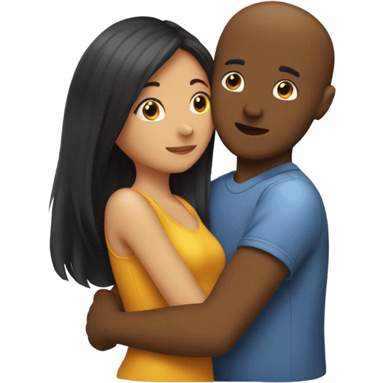 girl hugging guy kissing cheak emoji