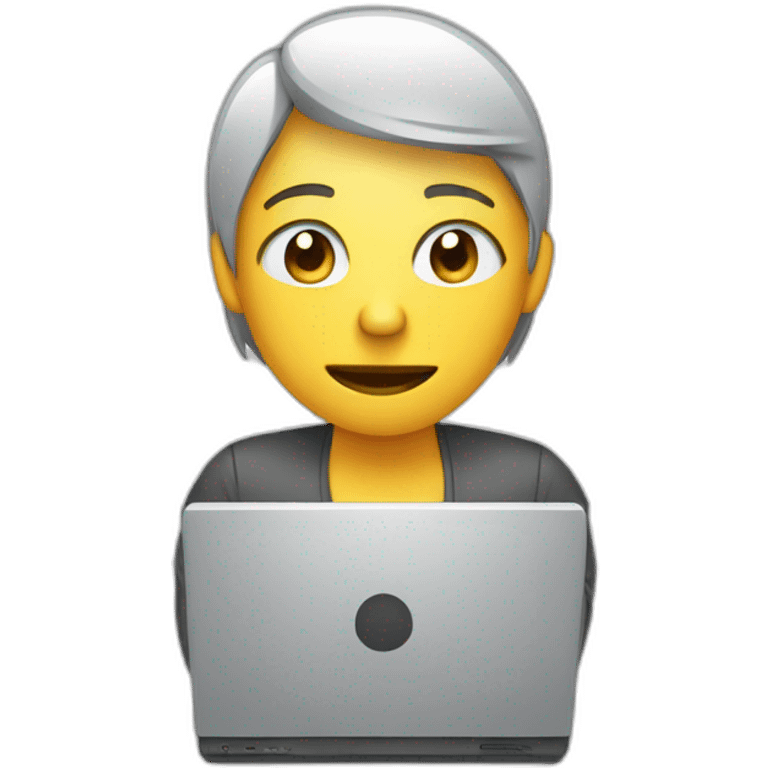 Someone who is sweating while struggling to smile while working at their computer emoji