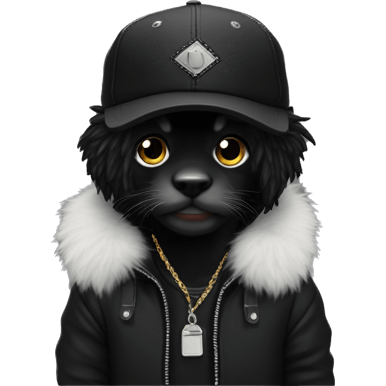 lil uzi vert black Fur aviador hat emoji