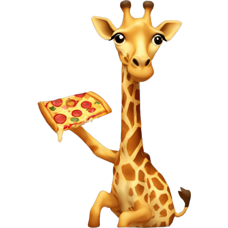 Giraffe eating a pizza emoji