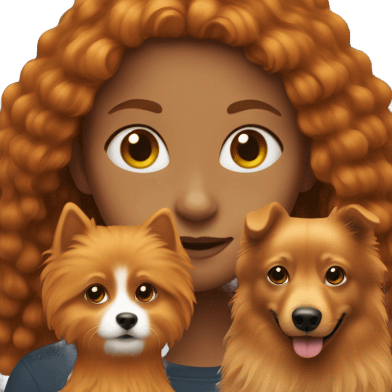 Ginger girl with a female black spitz emoji