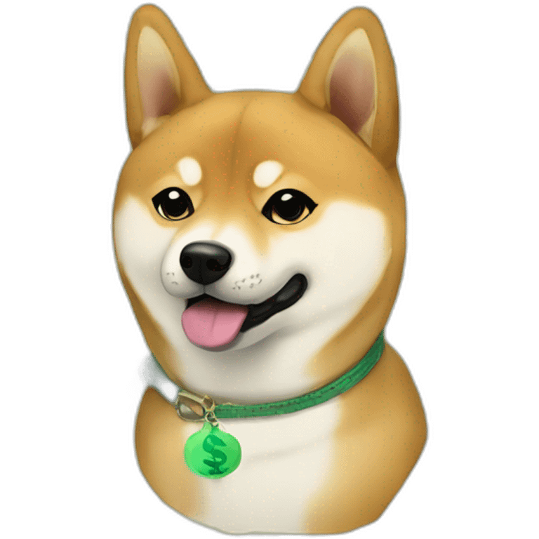 SHIBA WITH DOLLARS IN EYES AND SPLIFF at the mouth emoji