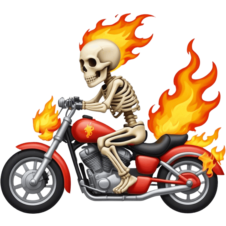 Ghostrider skeleton riding motorcycle on fire  emoji