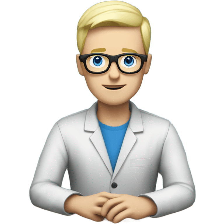 European male, blue eyes, short hair, blond, tech nerd, specs black, pcb desinger   emoji