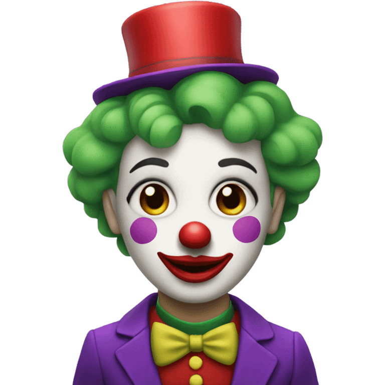 Clown with a purple suit with red lipstick and green hair  emoji