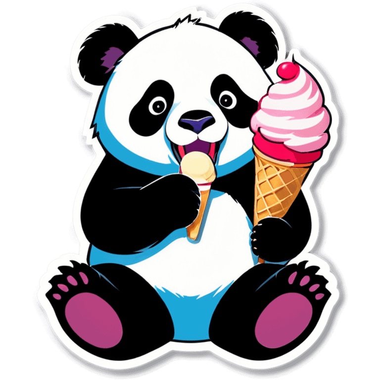 Panda eating ice cream emoji