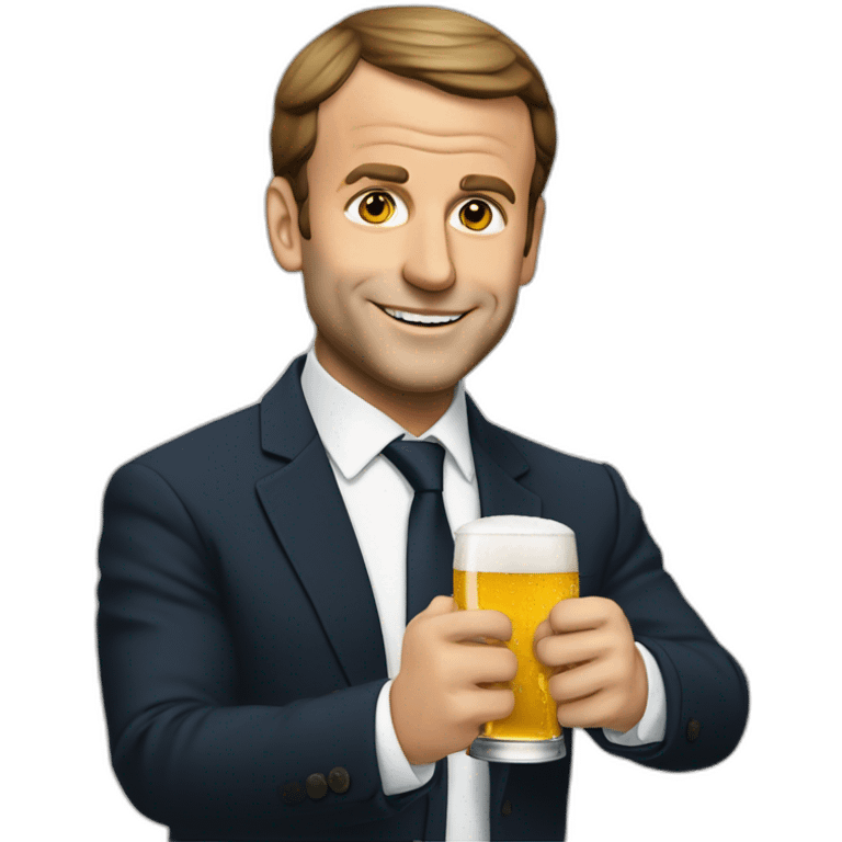 Macron qui boit une biere emoji