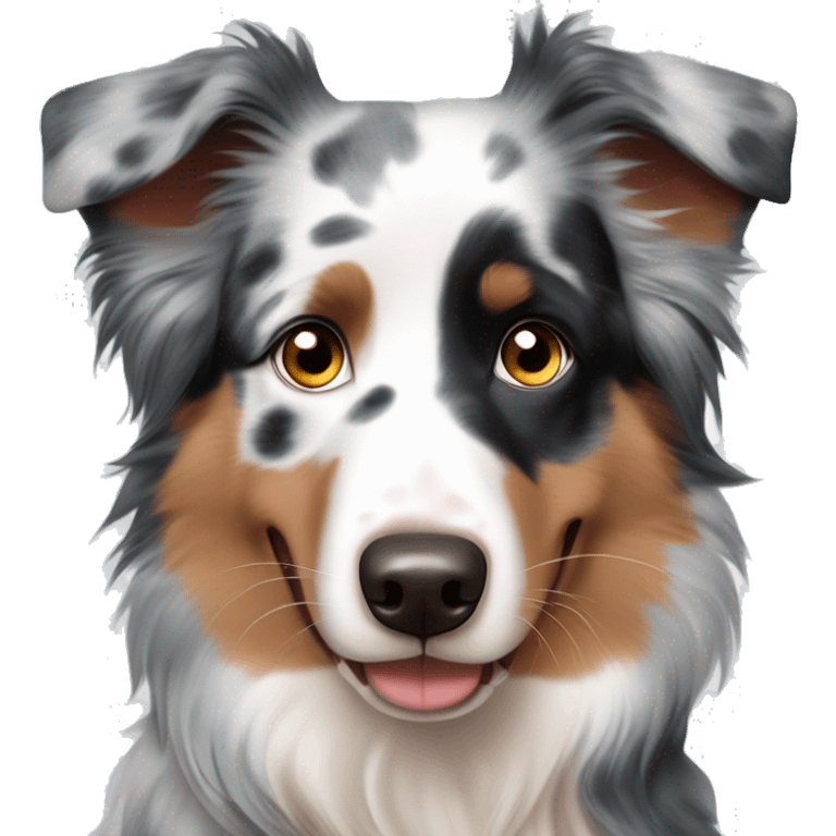 Blue merle Australian shepherd a brown left eye a blue right eye emoji