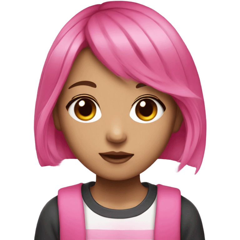  Korean young girl, hot pink split-dyed hair emoji