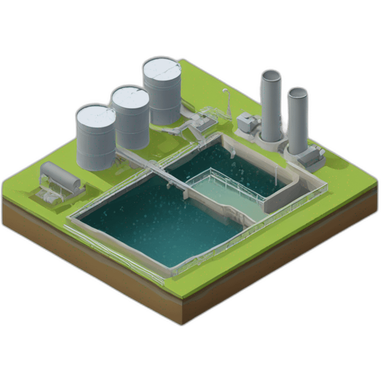 sewage treatment plant，isometric view emoji