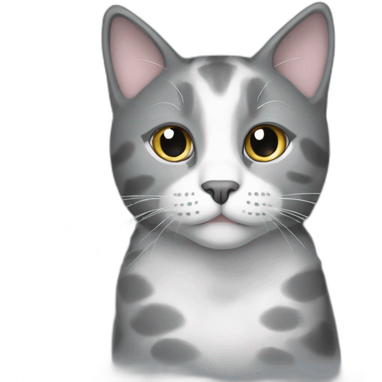 Grey cat with white spots emoji