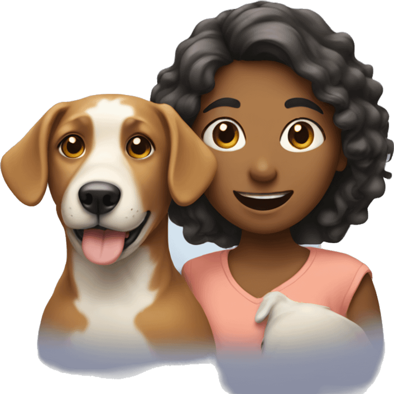 two woman are loving a dog  emoji