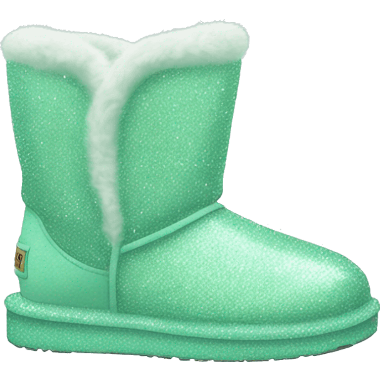 Realistic mint glitter and fur Ugg boots. emoji