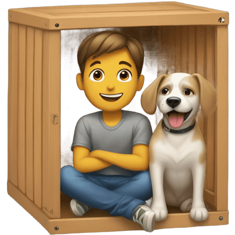 smiling boy in dog box  emoji