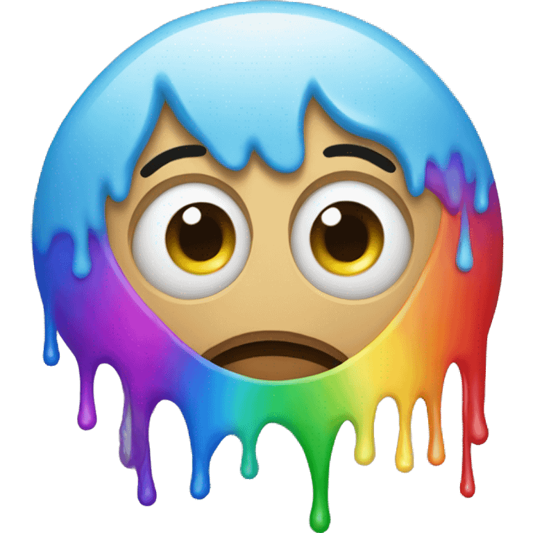 Emoji who cry but with rainbow tears in emoji eyes emoji