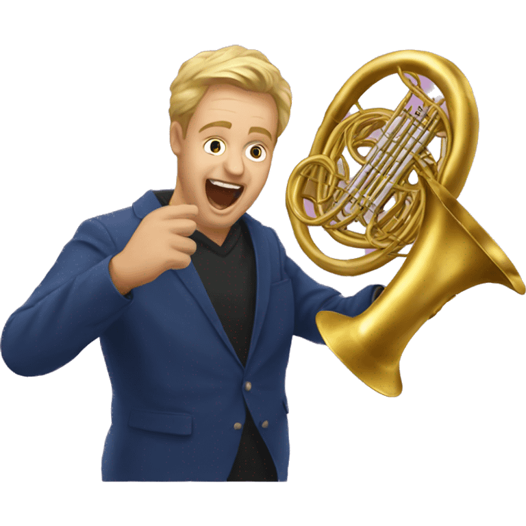 French horn rave emoji