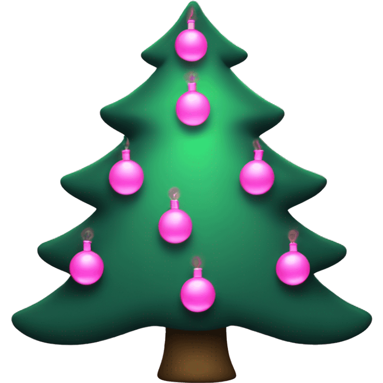 Green New year tree with pink lights emoji