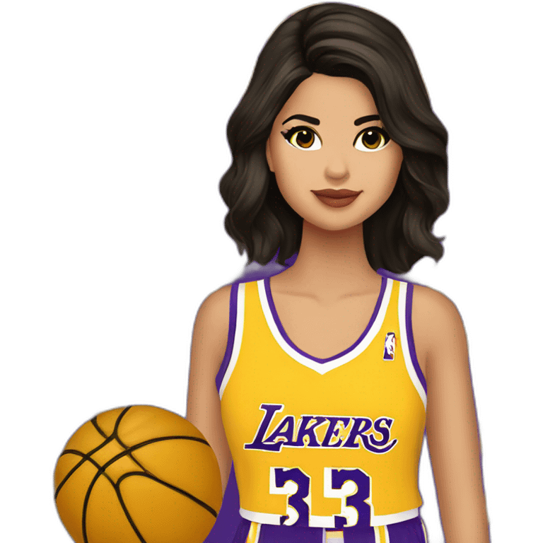 selena gomez with yellow lakers jersey emoji