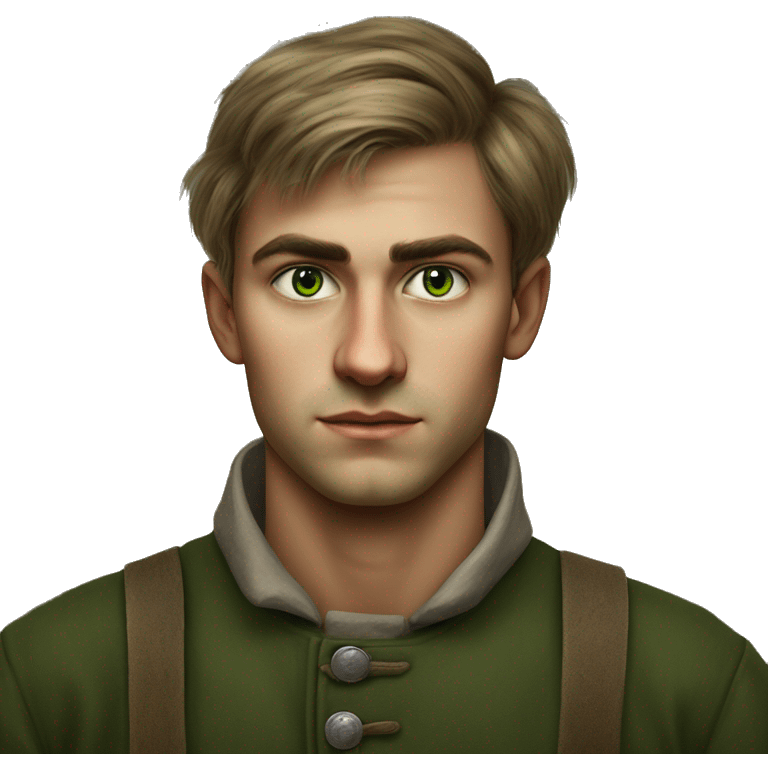 25 year old green eyed peasant during the 1917 revolution in russia photorealistic serious emoji