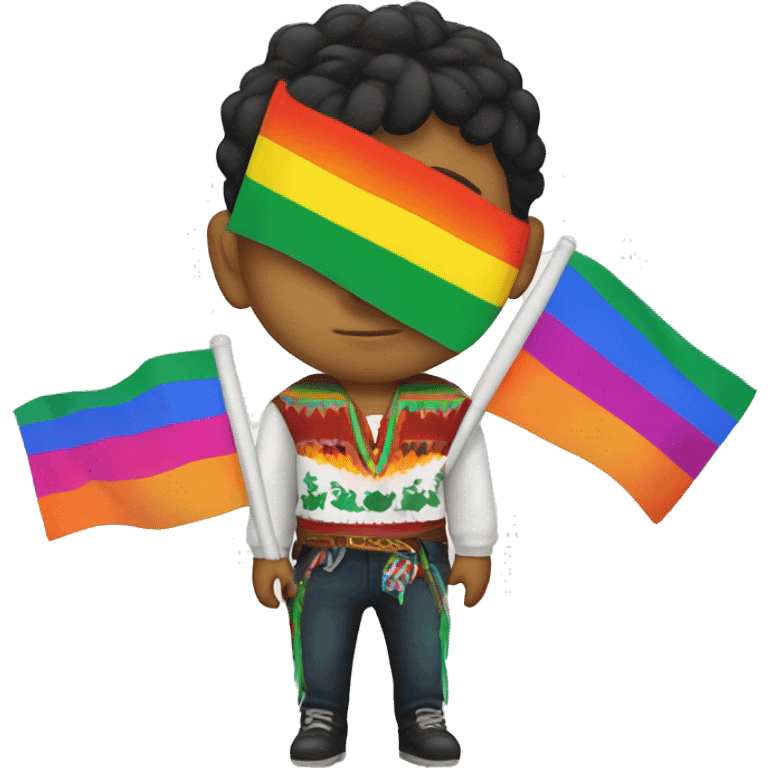 Lil Mexican boy with gay flags emoji