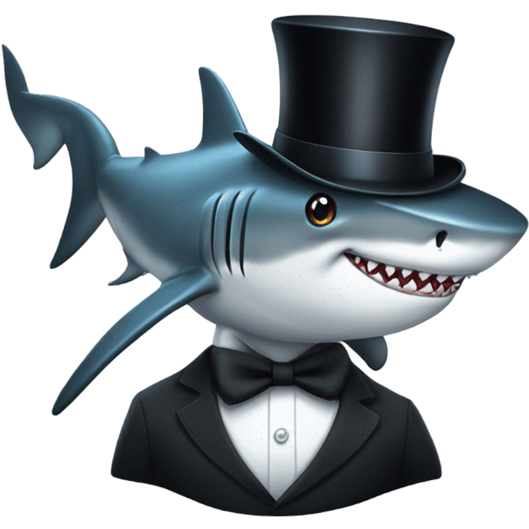 Shark with a top hat emoji