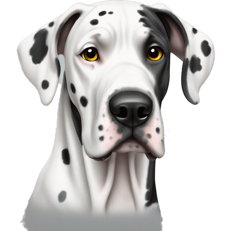 Great Dane white gray black spots emoji