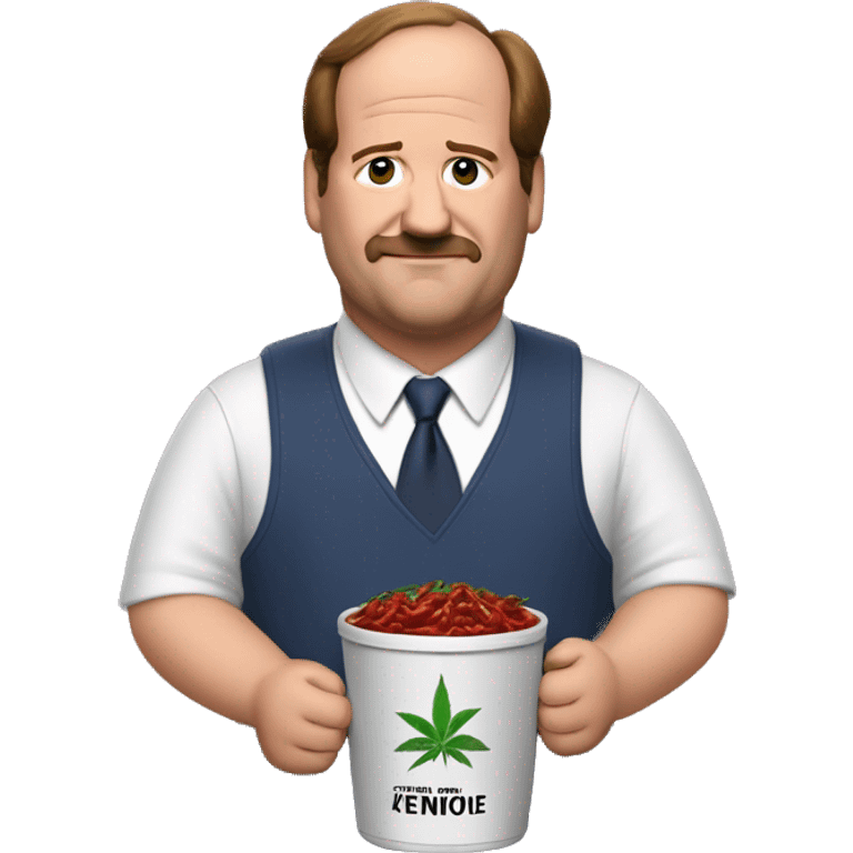 Kevin Malone with pot of famous chili emoji