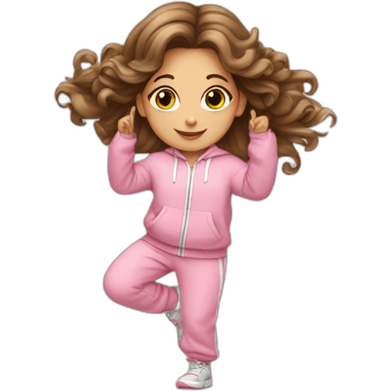 dancing-brown-haired-white-girl-pink-oversize-tracksuit emoji