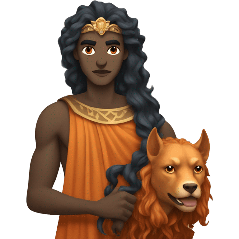 Greek gods Hades with dark hair and Persephone with orange hair emoji