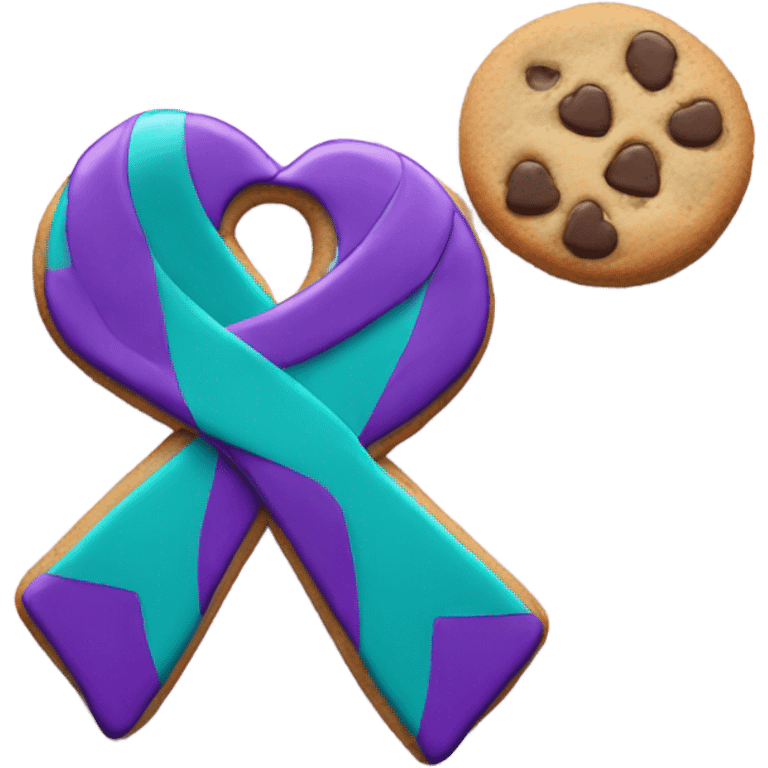 Purple teal Suicide awareness ribbon, heart cookie emoji