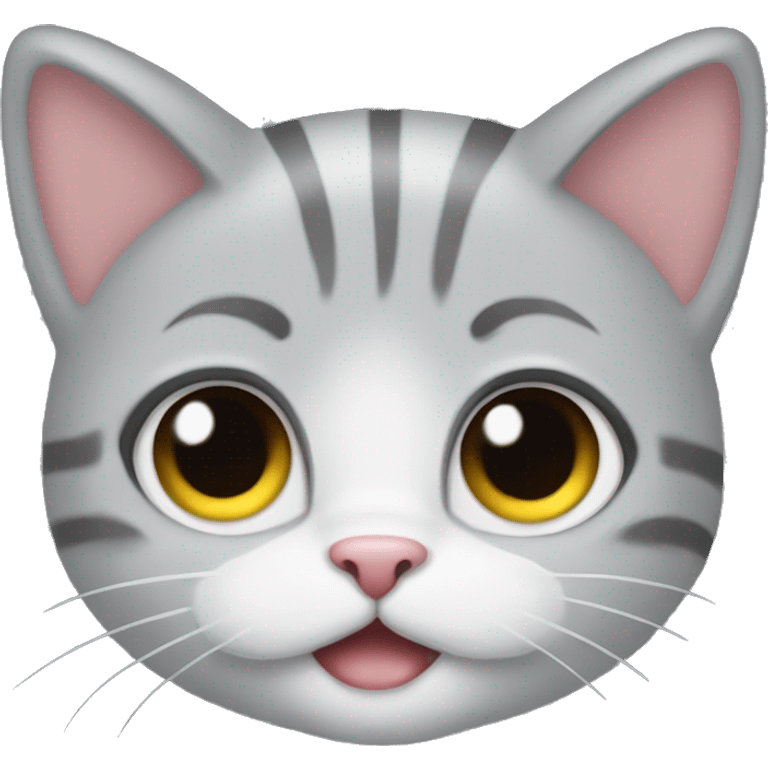 gatita gris con moño emoji