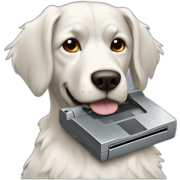 garmr dog guarding a floppy disk emoji