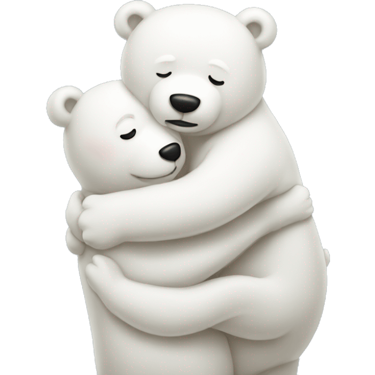 White bears hugging emoji