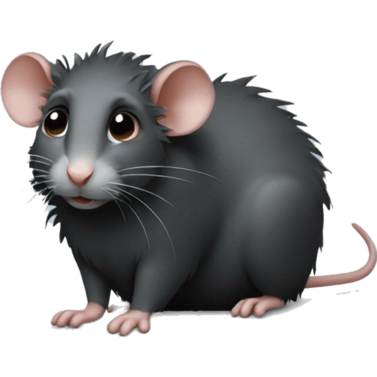 A rat with curly hair thats black emoji