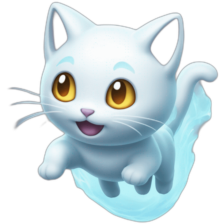 Mysterious cartoon ghost spirit kitten like pokemon floating in the air emoji