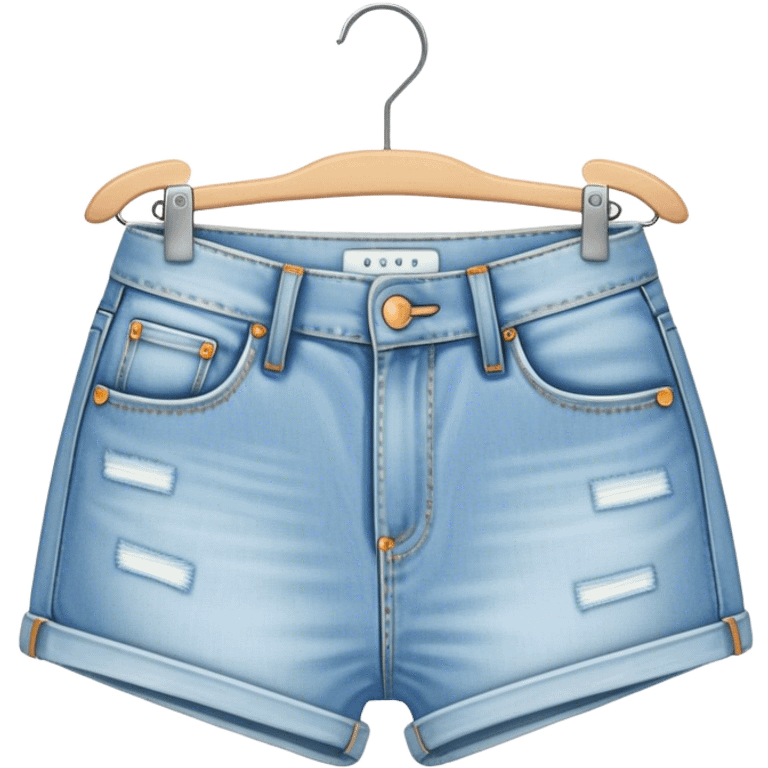 vintage light wash women's denim shorts on hanger emoji