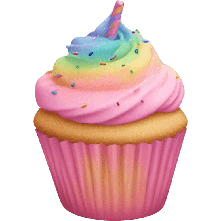 Single pastel pink cupcake with rainbow sprinkles  emoji