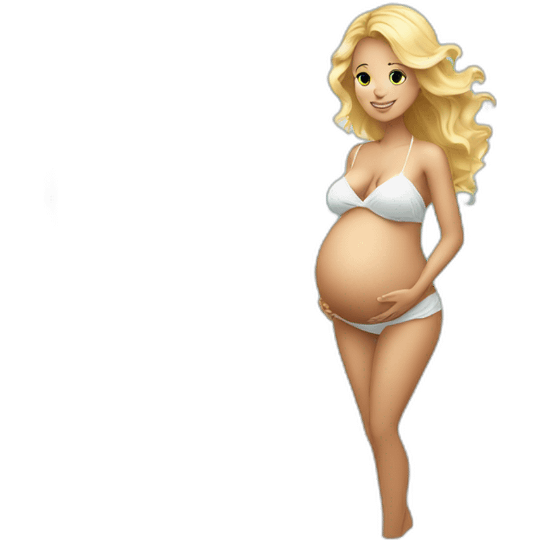 adorable pregnant blond full body women with beach-wave-hair emoji