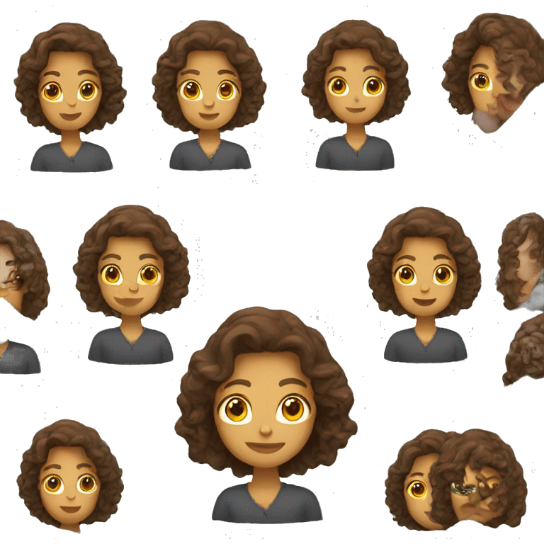 Woman with wavy brown hair  teaching Spanisch emoji