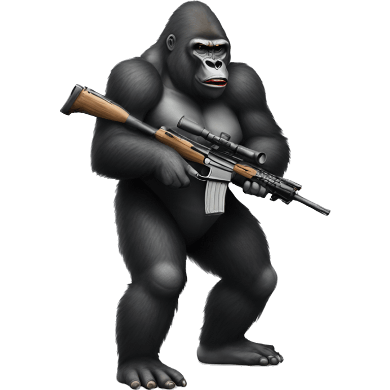 Gorilla holding a bolt action sniper emoji