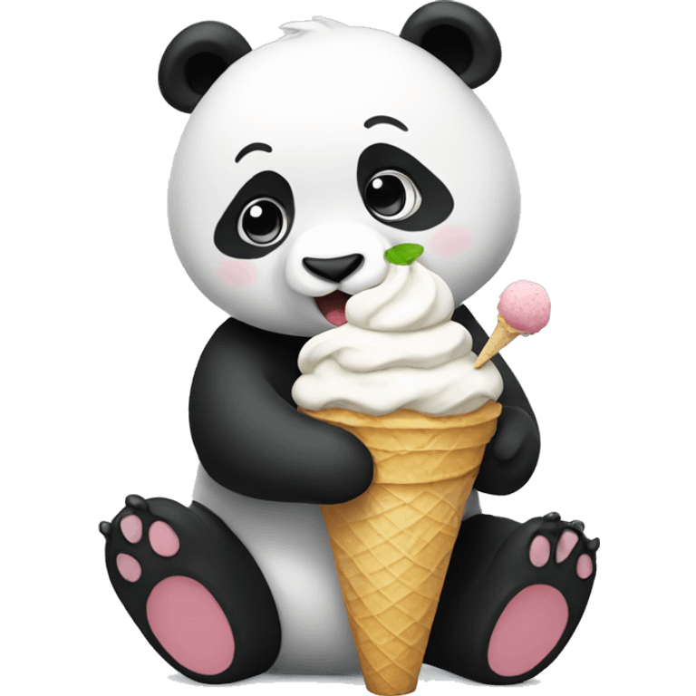 Panda eating ice cream emoji