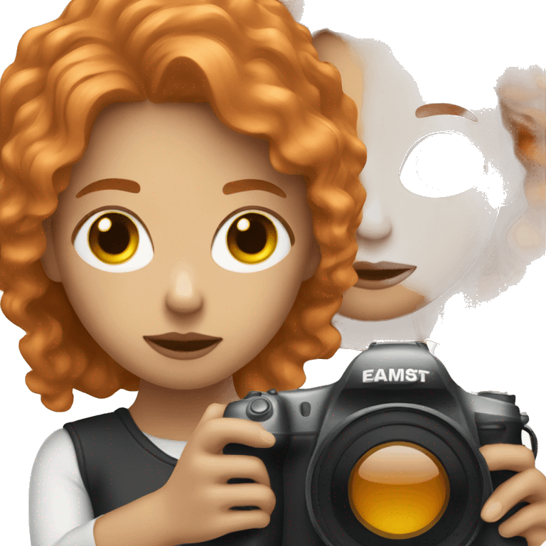 Woman taking photography with ginger hair light skin emoji